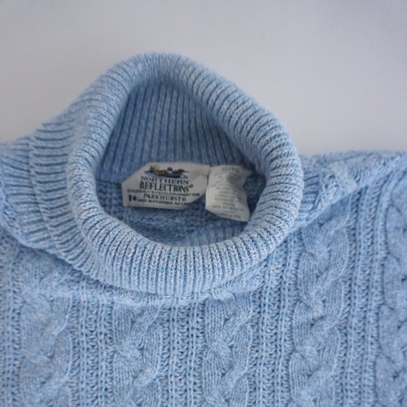 Vintage Northern Reflections Blue Cable Knit Turtleneck Preppy Sweater Cozy XL - Picture 9 of 9